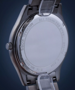Dos de la montre Michael Kors homme avec inscriptions acier inoxydable et 5 ATM